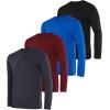 imageReal Essentials 4 Pack Mens DryFit Active Athletic Long Sleeve Pocket Crew TShirt Outdoors UPF 50 S5XLTSet 8
