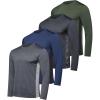 imageReal Essentials 4 Pack Mens Long Sleeve Dry Fit T Shirts Hiking Fishing Workout Gym Work Sun UPF 50 Wicking Running TeeSet K