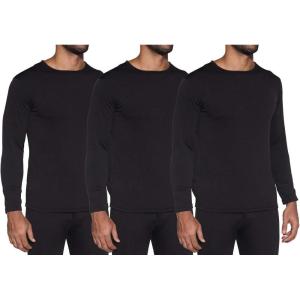 image3 Pack Mens Thermal Underwear Tops Microfiber Fleece Lined Long Sleeve Compression Active Shirt Long Johns Winter Skiing Base Layer Set 2XL