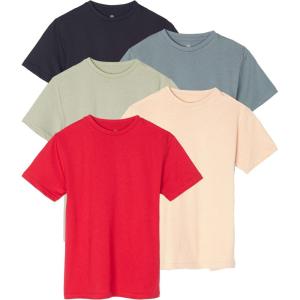 imageReal Essentials 5 Pack Boys Cotton Short Sleeve Crew Neck TShirts  Casual Athletic Outdoor Shirts for Teens Ages 418Set 6