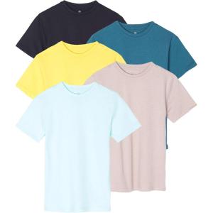 imageReal Essentials 5 Pack Boys Cotton Short Sleeve Crew Neck TShirts  Casual Athletic Outdoor Shirts for Teens Ages 418Set 7