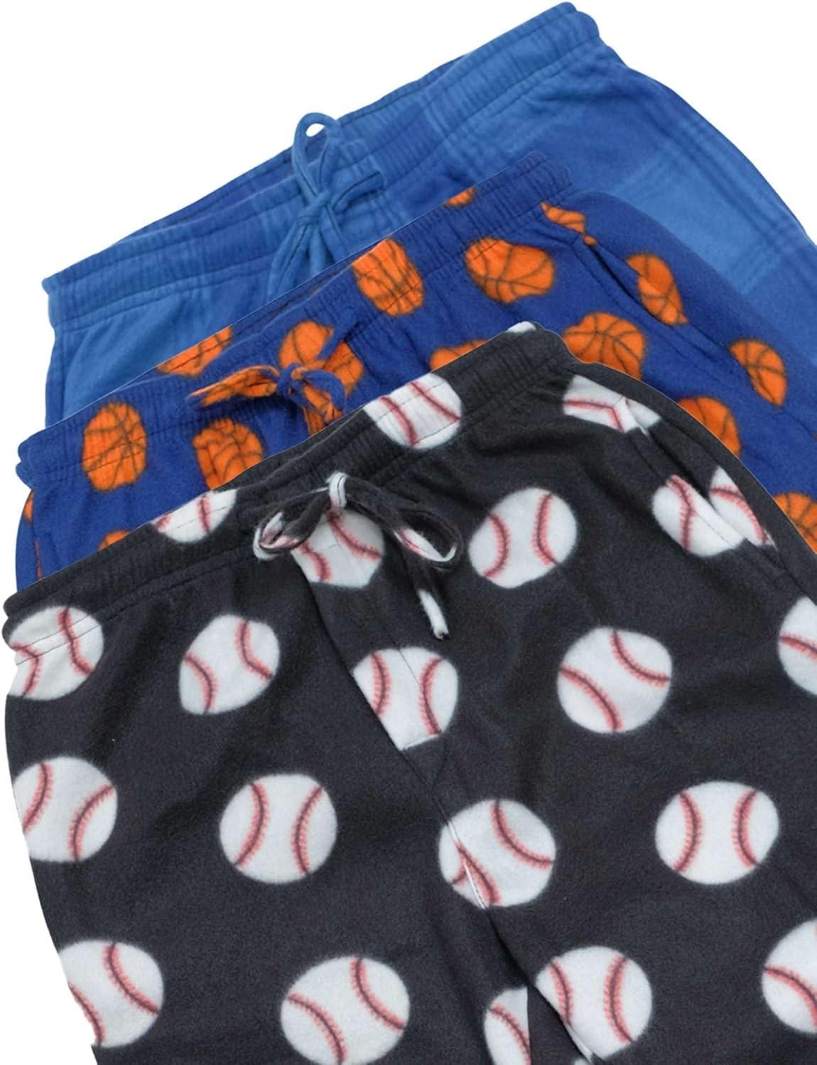 imageReal Essentials 3 Pack Boys Fleece Pajama Pants Soft PJ Bottoms for Kids Youth Teens Sleepwear Ages 518Set 5
