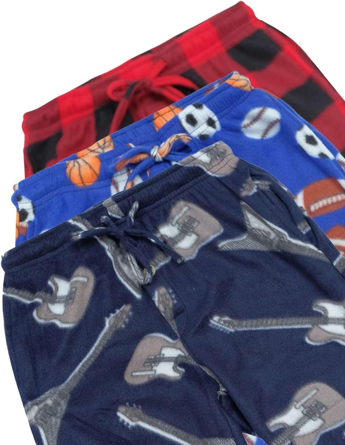 imageReal Essentials 3 Pack Boys Fleece Pajama Pants Soft PJ Bottoms for Kids Youth Teens Sleepwear Ages 518Set 6