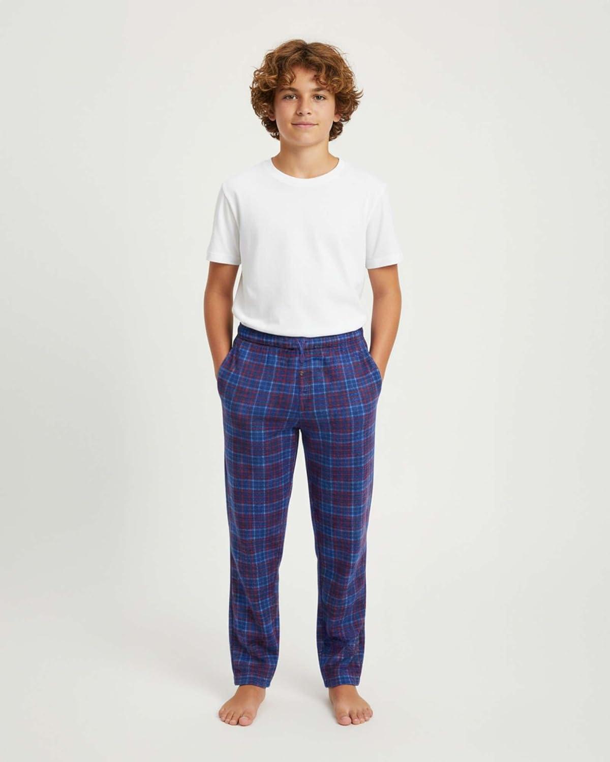 imageReal Essentials 3 Pack Boys Fleece Pajama Pants Soft PJ Bottoms for Kids Youth Teens Sleepwear Ages 518Set 7