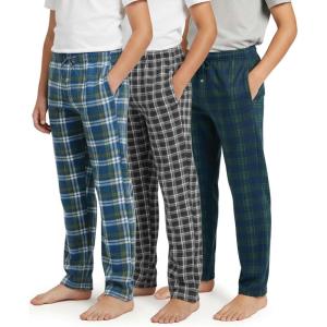 imageReal Essentials 3 Pack Boys Fleece Pajama Pants Soft PJ Bottoms for Kids Youth Teens Sleepwear Ages 518Set 1