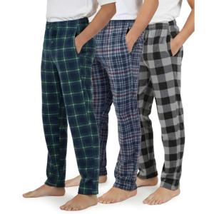 imageReal Essentials 3 Pack Boys Fleece Pajama Pants Soft PJ Bottoms for Kids Youth Teens Sleepwear Ages 518Set 4