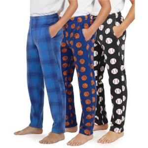 imageReal Essentials 3 Pack Boys Fleece Pajama Pants Soft PJ Bottoms for Kids Youth Teens Sleepwear Ages 518Set 5
