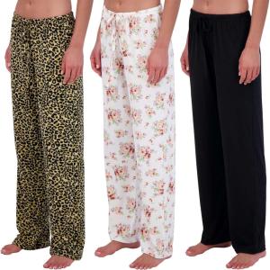 imageReal Essentials 3 Pack Womens UltraSoft Comfy Pajama Lounge Pants Sleepwear Available in Plus SizeSoft Knit Set F