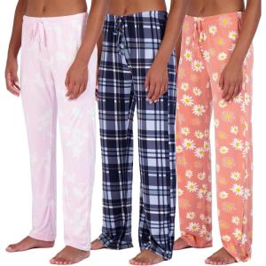 imageReal Essentials 3 Pack Womens UltraSoft Comfy Pajama Lounge Pants Sleepwear Available in Plus SizeSoft Knit Set I
