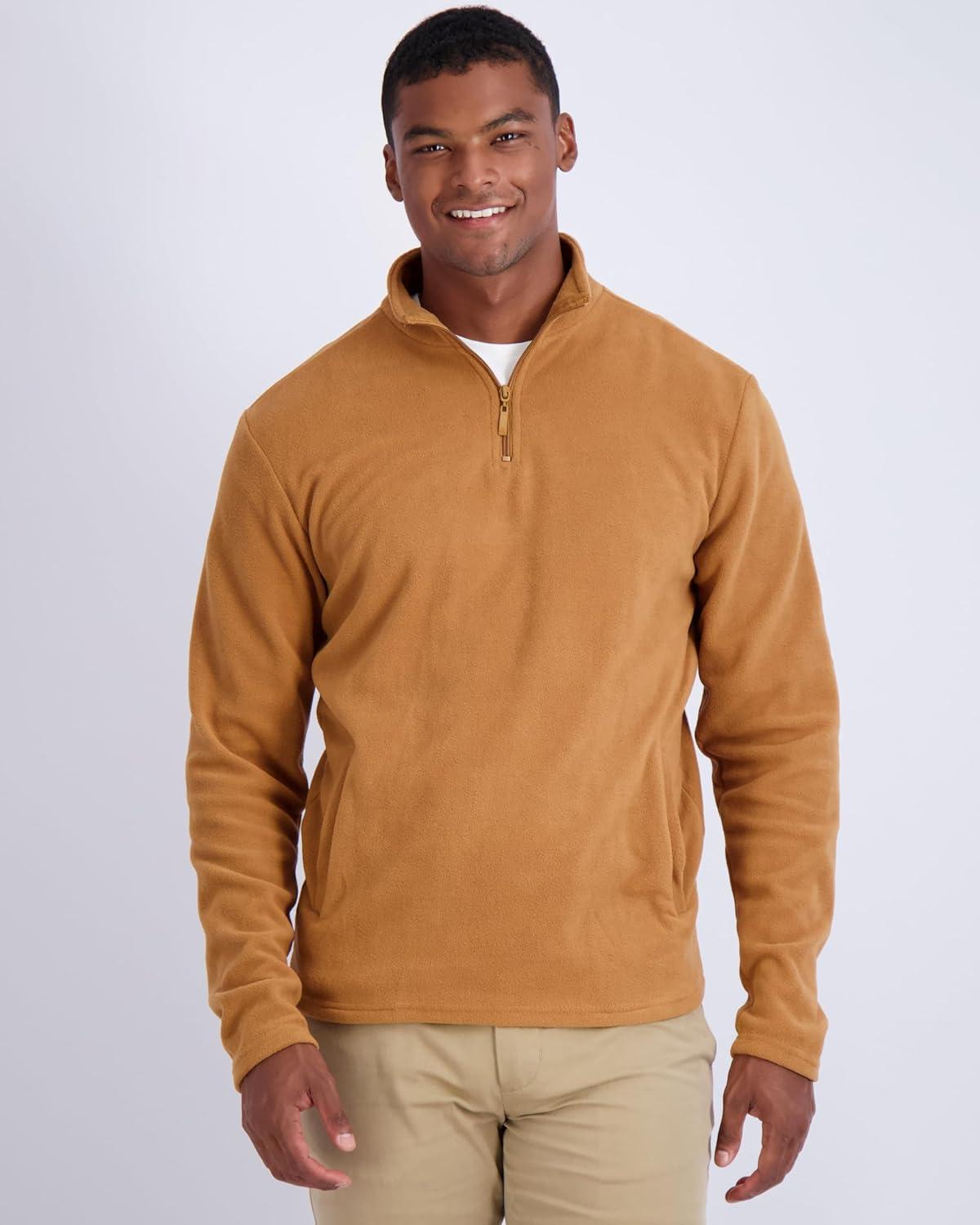 imageReal Essentials 2 Pack Mens Polar Fleece QuarterZip Long Sleeve Jacket  Winter Outdoor Coat Available In Big ampamp TallSet H