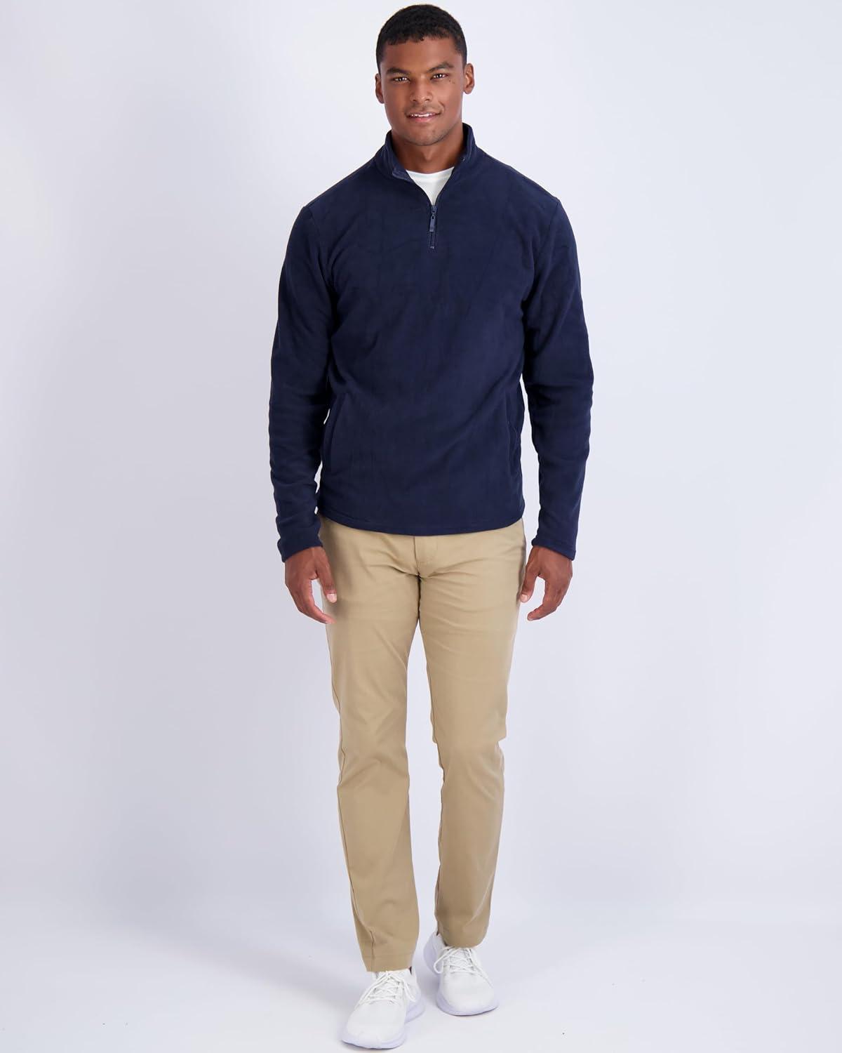 imageReal Essentials 2 Pack Mens Polar Fleece QuarterZip Long Sleeve Jacket  Winter Outdoor Coat Available In Big ampamp TallSet H