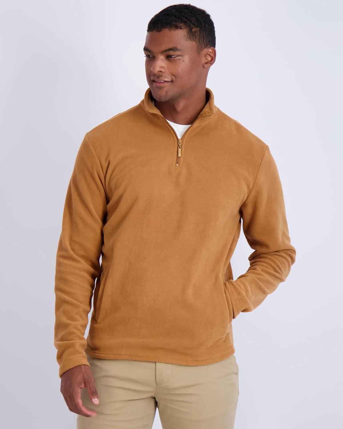 imageReal Essentials 2 Pack Mens Polar Fleece QuarterZip Long Sleeve Jacket  Winter Outdoor Coat Available In Big ampamp TallSet H