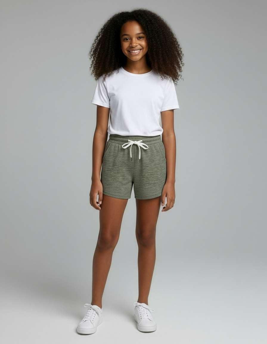 imageReal Essentials 3 Pack Girls Lounge Soft Comfy Shorts with Drawstring  Everyday Shorts for Kids Youth Teens with PocketsSet 5