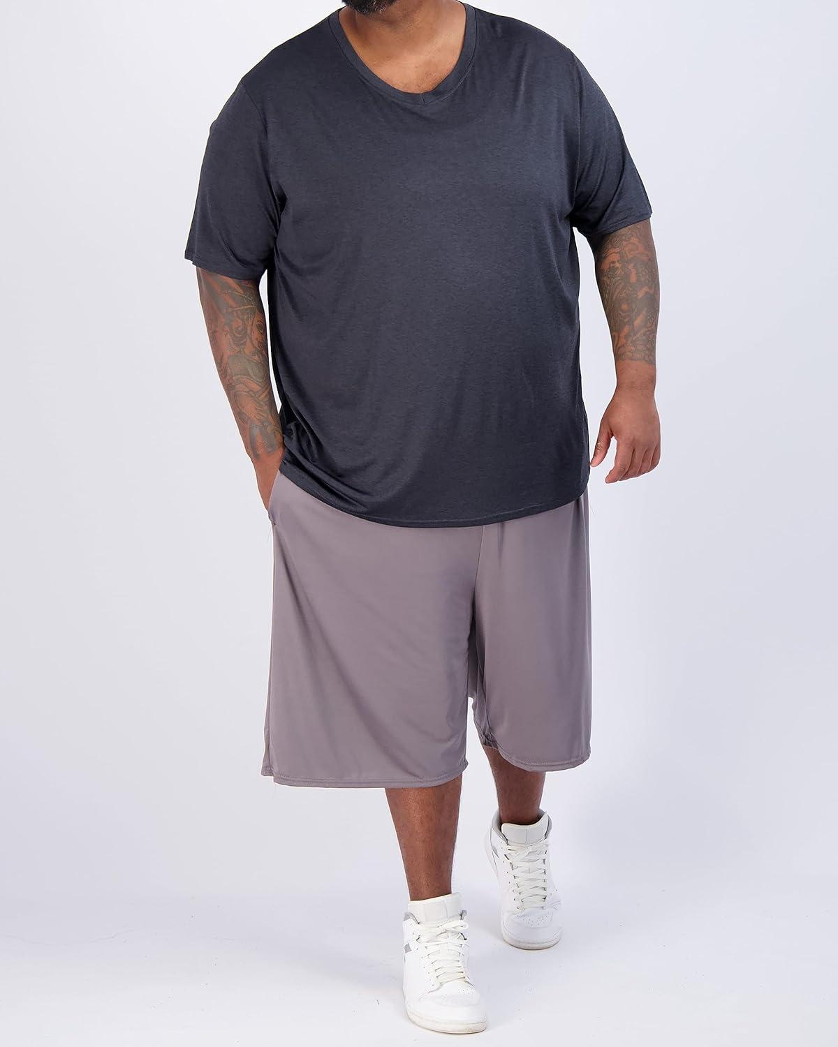 imageReal Essentials 3 Pack Mens Big ampamp Tall Short Sleeve VNeck Athletic TShirt DryFit Workout Shirts Moisture Wicking 3X5XSet 1