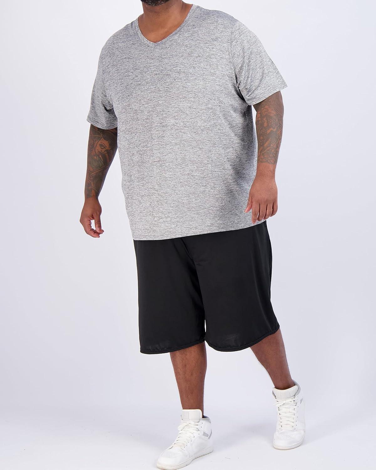 imageReal Essentials 3 Pack Mens Big ampamp Tall Short Sleeve VNeck Athletic TShirt DryFit Workout Shirts Moisture Wicking 3X5XSet 2