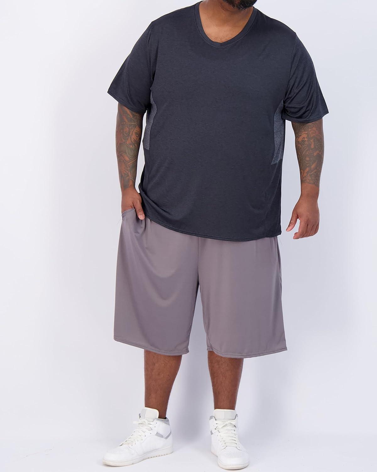 imageReal Essentials 3 Pack Mens Big ampamp Tall Short Sleeve VNeck Athletic TShirt DryFit Workout Shirts Moisture Wicking 3X5XSet 3