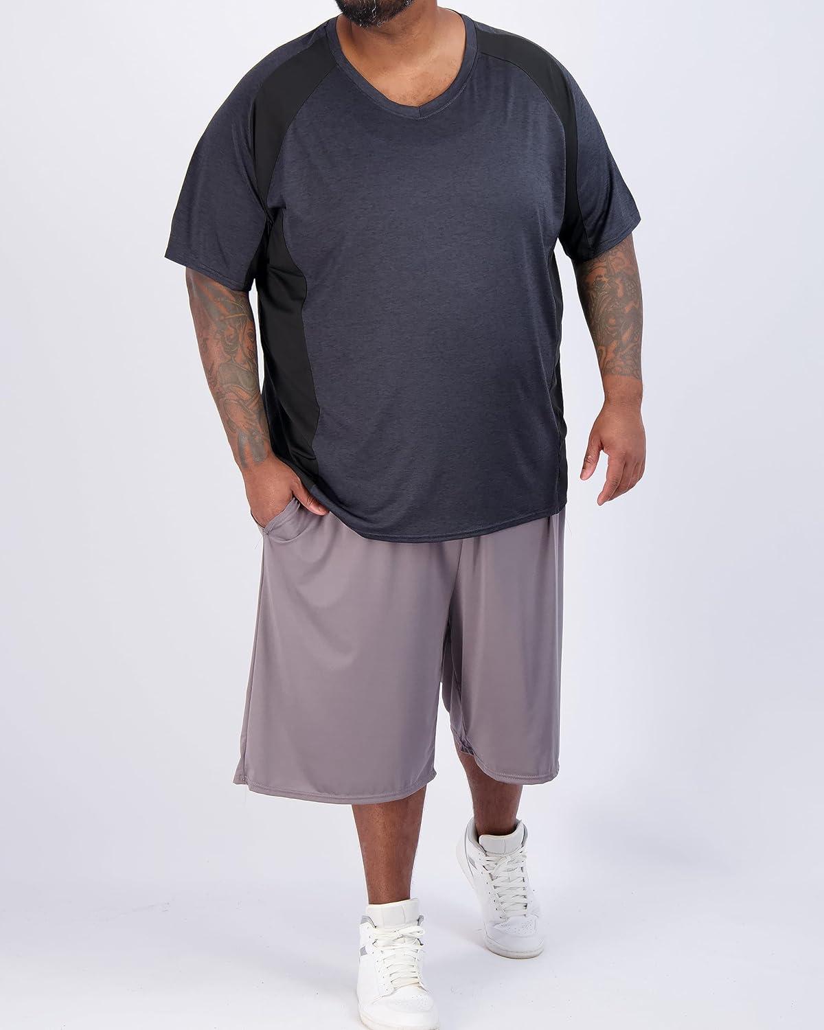 imageReal Essentials 3 Pack Mens Big ampamp Tall Short Sleeve VNeck Athletic TShirt DryFit Workout Shirts Moisture Wicking 3X5XSet 4