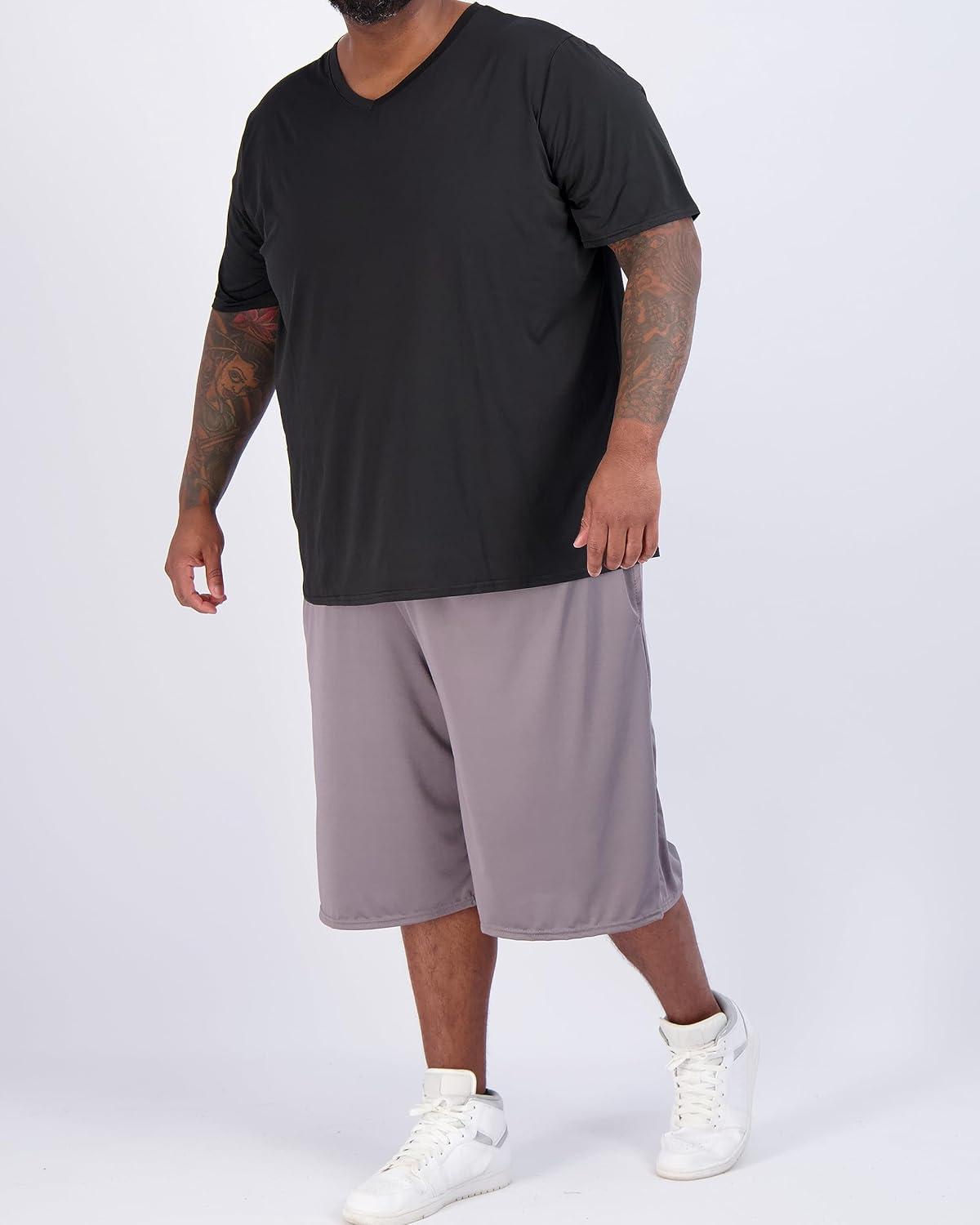 imageReal Essentials 3 Pack Mens Big ampamp Tall Short Sleeve VNeck Athletic TShirt DryFit Workout Shirts Moisture Wicking 3X5XSet 6