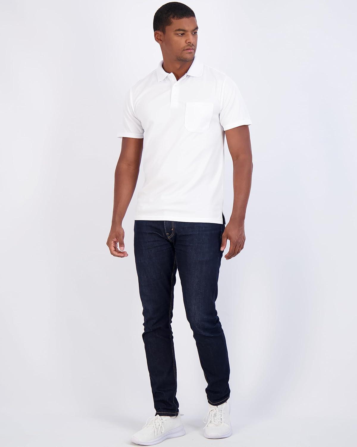 imageReal Essentials 3 Pack Mens Short Sleeve DryFit Collared Polo Shirt with Pocket  Active Casual Available Big ampamp TallSet 6