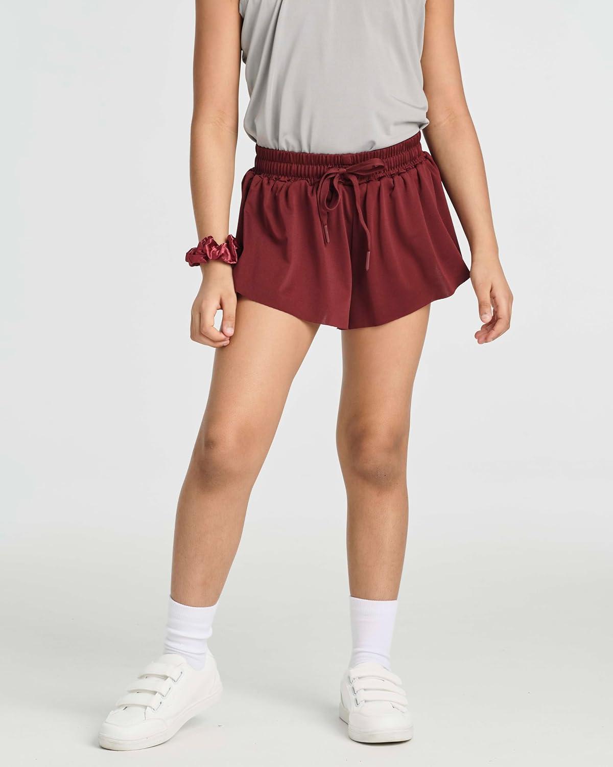 imageReal Essentials 4 Pack Girls 2in1 Flowy Shorts with Spandex Liner Youth Butterfly Skirts  Athletic Dance Ages 418Set 8