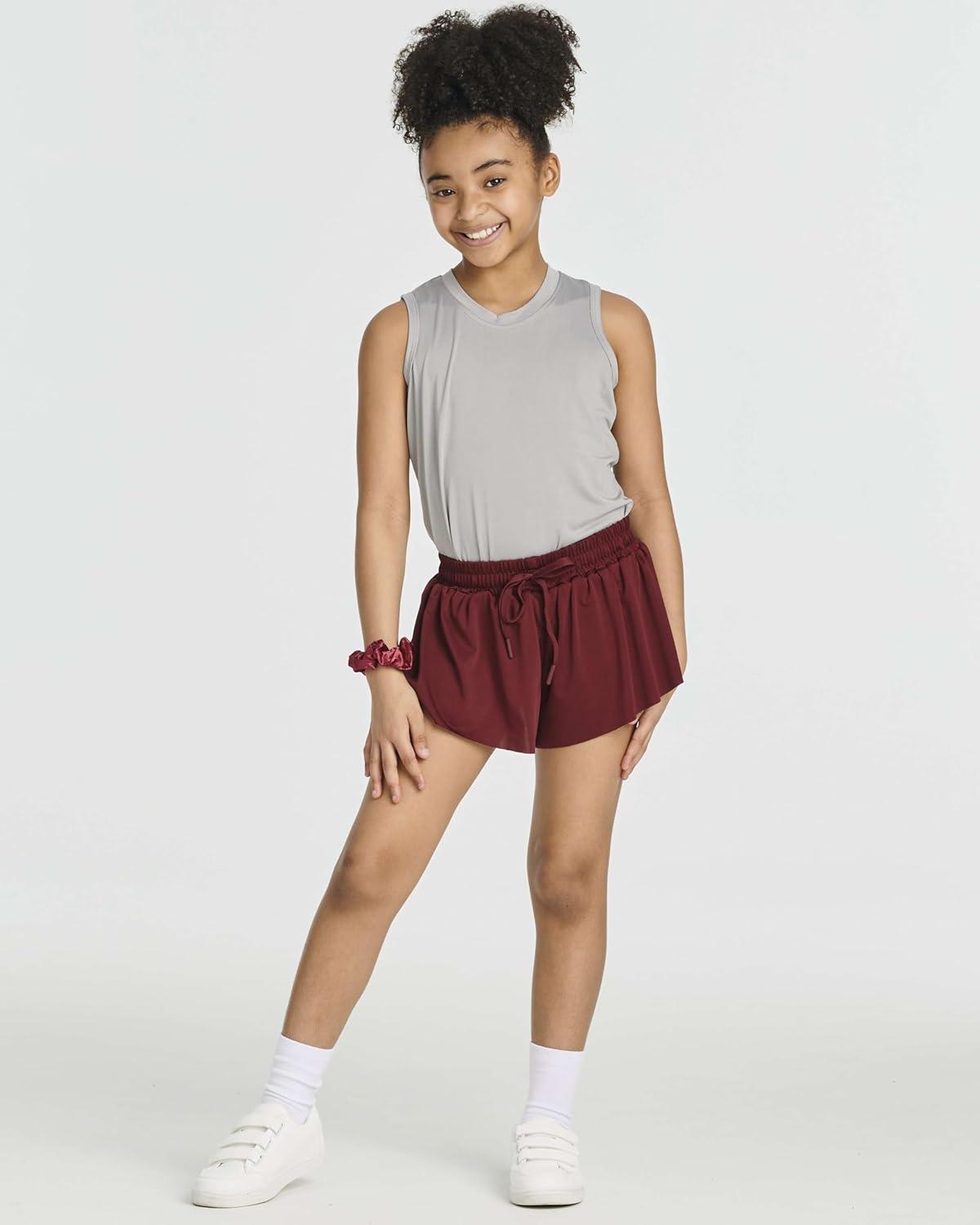 imageReal Essentials 4 Pack Girls 2in1 Flowy Shorts with Spandex Liner Youth Butterfly Skirts  Athletic Dance Ages 418Set 8