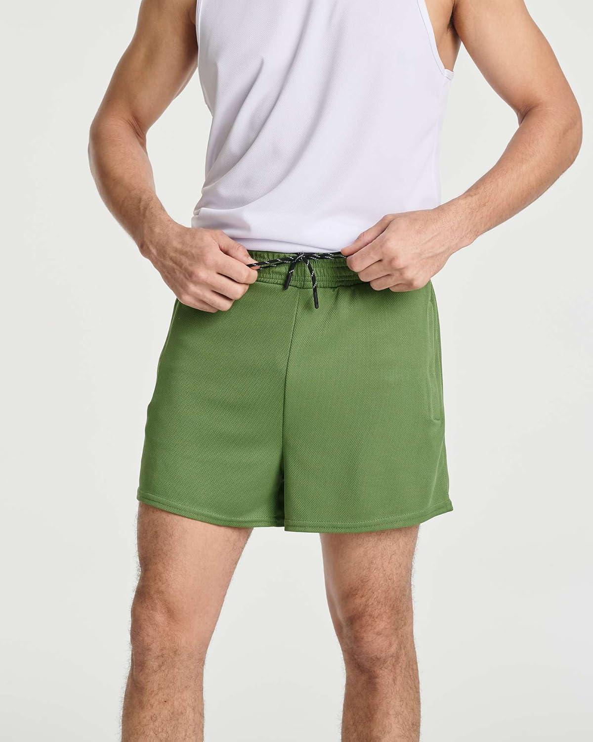 imageReal Essentials 4 Pack Mens Mesh 7quot 5quot 3quot Athletic Zipper Shorts Workout Gym Running Basketball Big and Tall Available3inch  Set 4