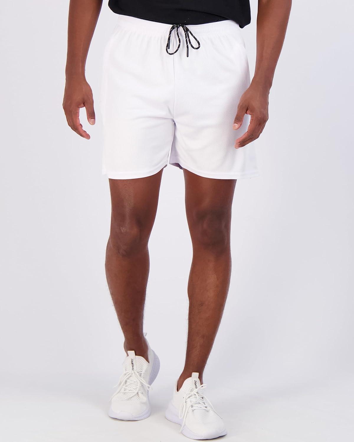 imageReal Essentials 4 Pack Mens Mesh 7quot 5quot 3quot Athletic Zipper Shorts Workout Gym Running Basketball Big and Tall Available5inch  Set 4