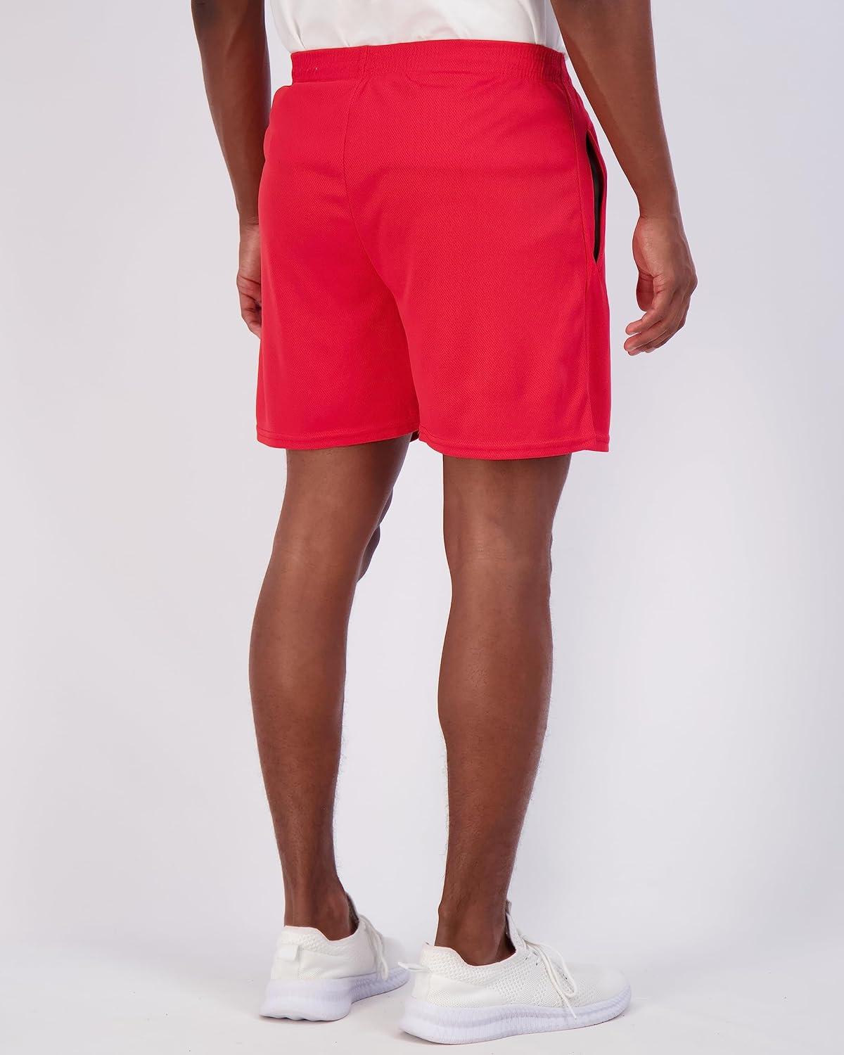 imageReal Essentials 4 Pack Mens Mesh 7quot 5quot 3quot Athletic Zipper Shorts Workout Gym Running Basketball Big and Tall Available5inch  Set 8