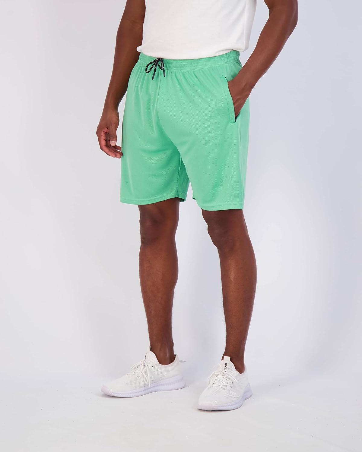 imageReal Essentials 4 Pack Mens Mesh 7quot 5quot 3quot Athletic Zipper Shorts Workout Gym Running Basketball Big and Tall Available7inch  Set 12