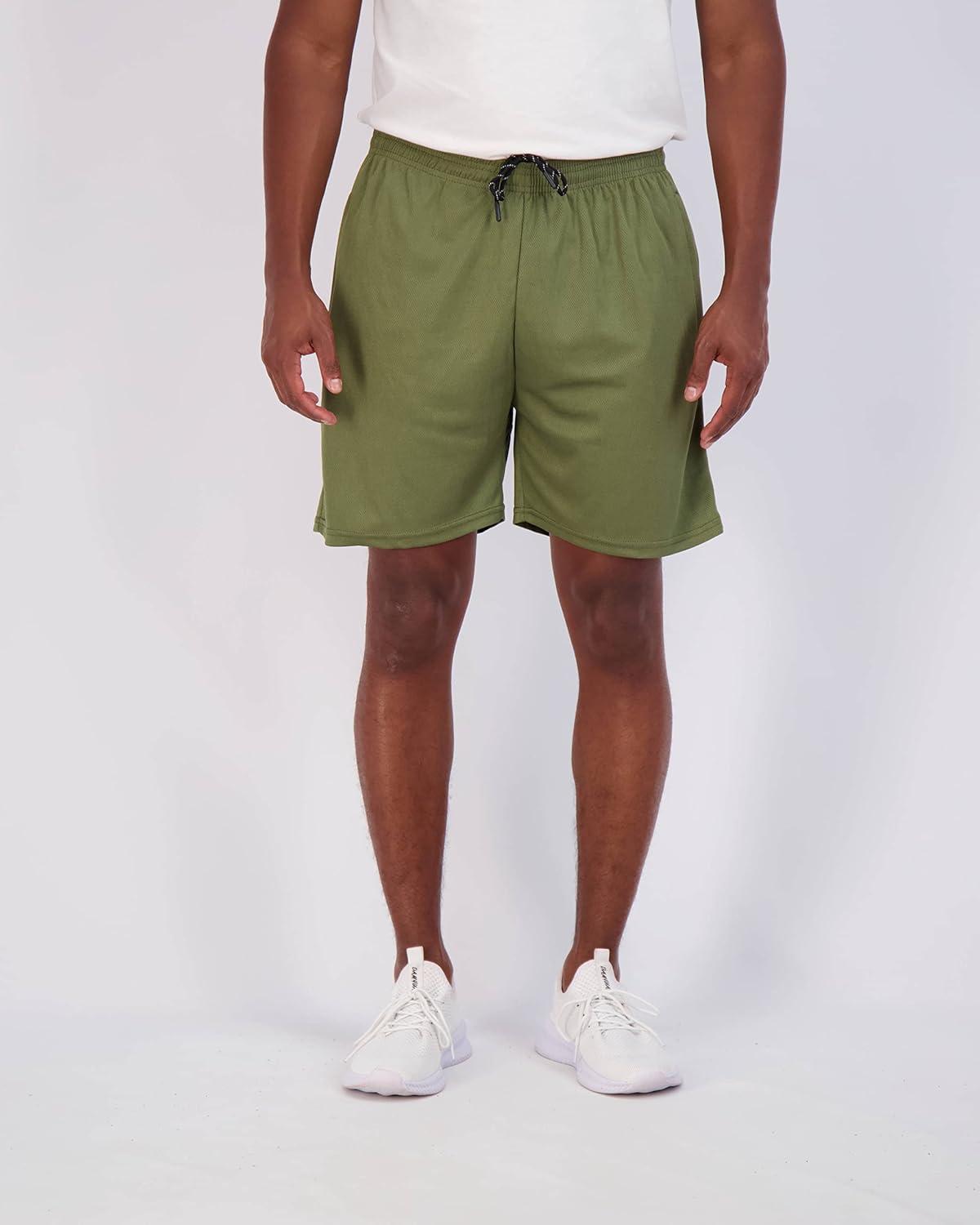 imageReal Essentials 4 Pack Mens Mesh 7quot 5quot 3quot Athletic Zipper Shorts Workout Gym Running Basketball Big and Tall Available7inch  Set 3