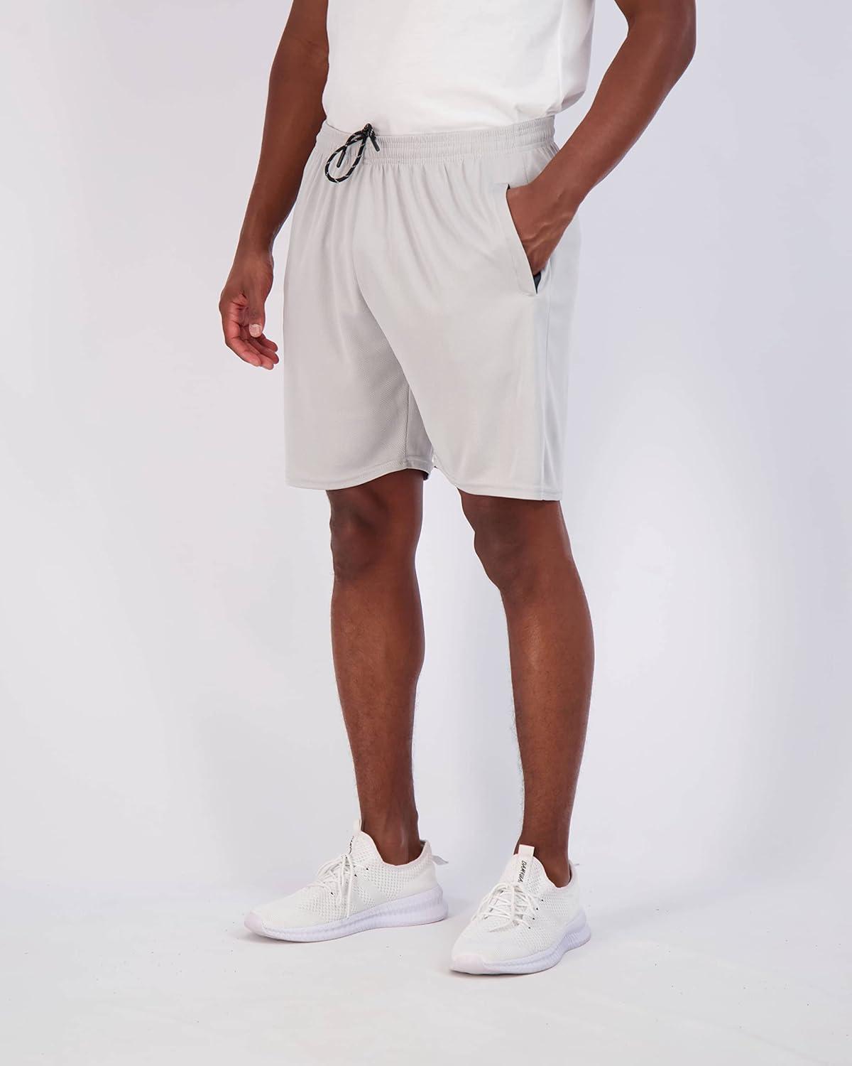 imageReal Essentials 4 Pack Mens Mesh 7quot 5quot 3quot Athletic Zipper Shorts Workout Gym Running Basketball Big and Tall Available7inch  Set 5