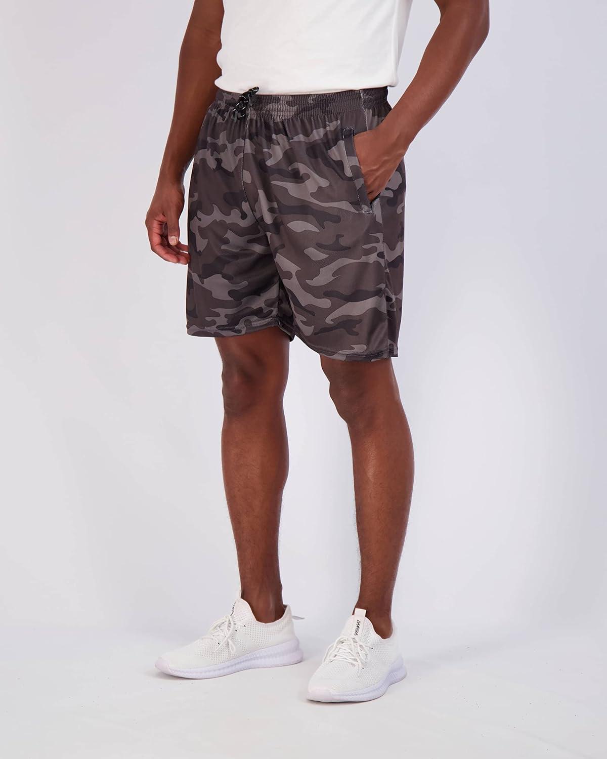 imageReal Essentials 4 Pack Mens Mesh 7quot 5quot 3quot Athletic Zipper Shorts Workout Gym Running Basketball Big and Tall Available7inch  Set 6