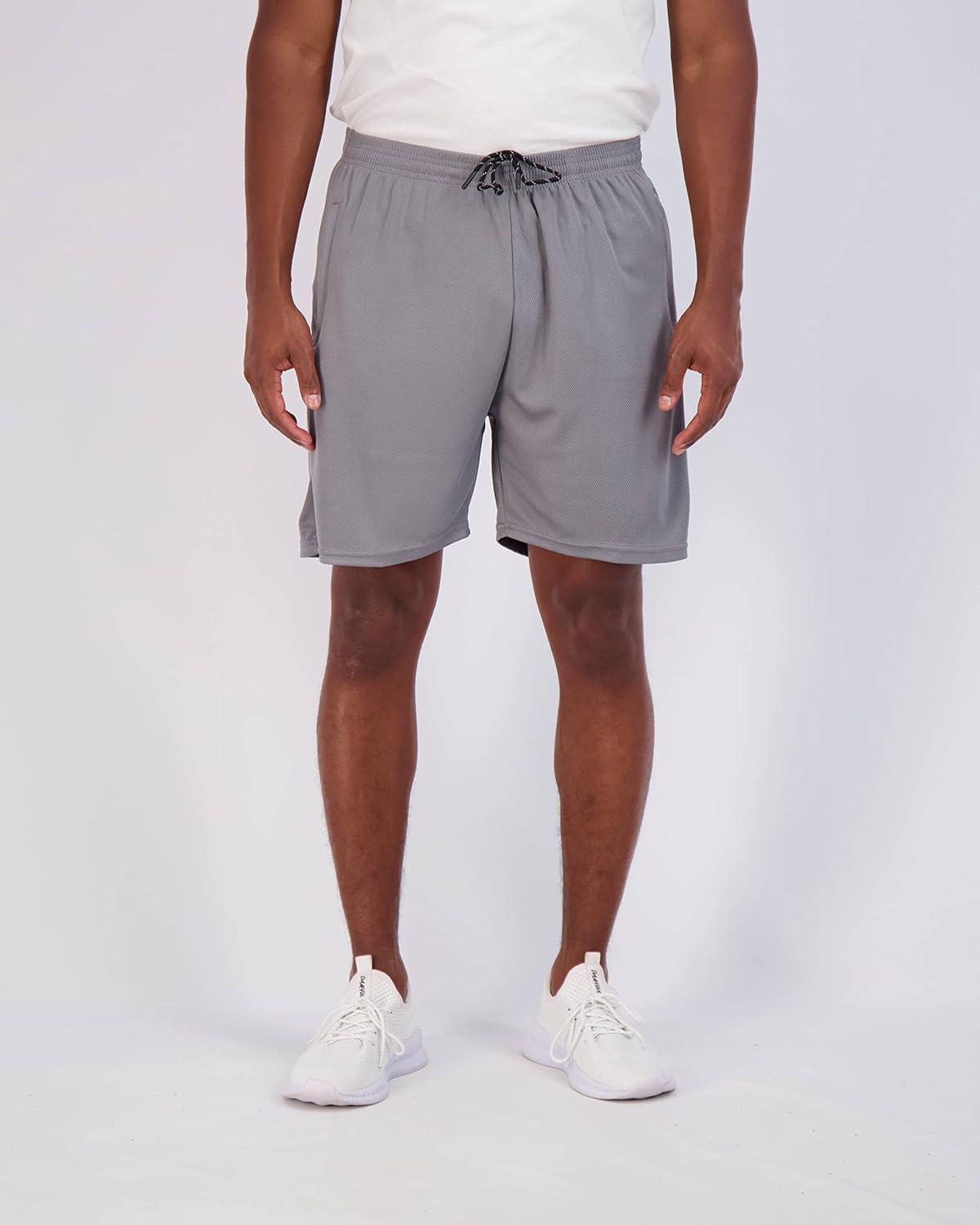 imageReal Essentials 4 Pack Mens Mesh 7quot 5quot 3quot Athletic Zipper Shorts Workout Gym Running Basketball Big and Tall Available7inch  Set 6