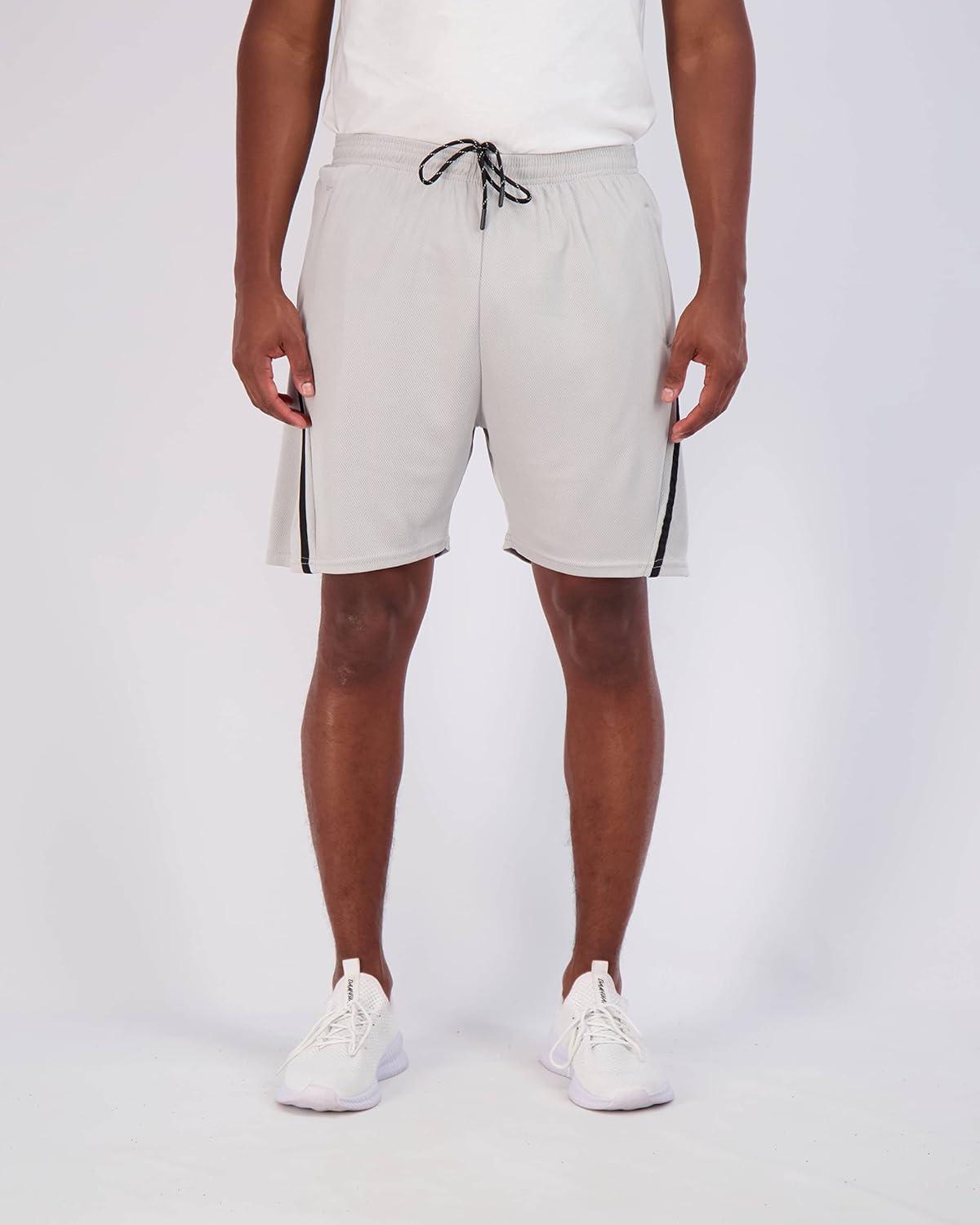 imageReal Essentials 4 Pack Mens Mesh 7quot 5quot 3quot Athletic Zipper Shorts Workout Gym Running Basketball Big and Tall Available7inch  Set 7