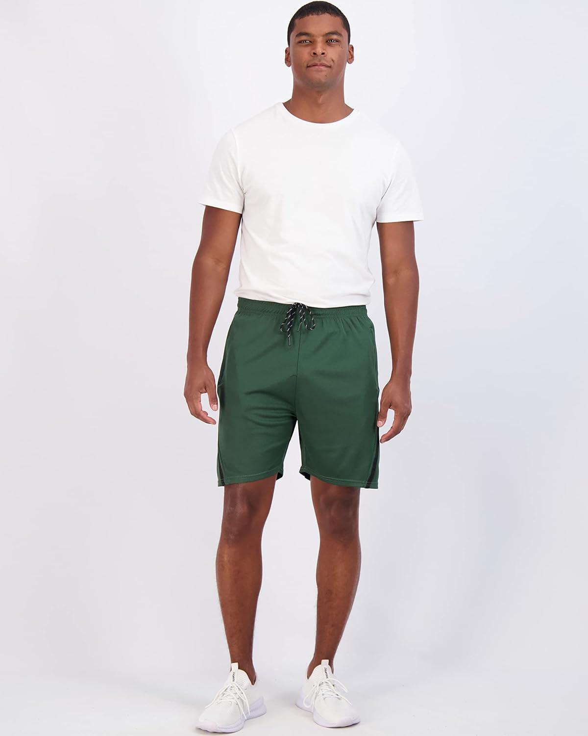 imageReal Essentials 4 Pack Mens Mesh 7quot 5quot 3quot Athletic Zipper Shorts Workout Gym Running Basketball Big and Tall Available7inch  Set 7