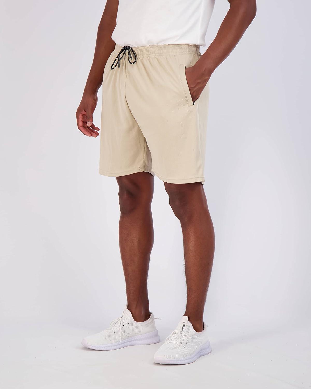 imageReal Essentials 4 Pack Mens Mesh 7quot 5quot 3quot Athletic Zipper Shorts Workout Gym Running Basketball Big and Tall Available7inch  Set 9