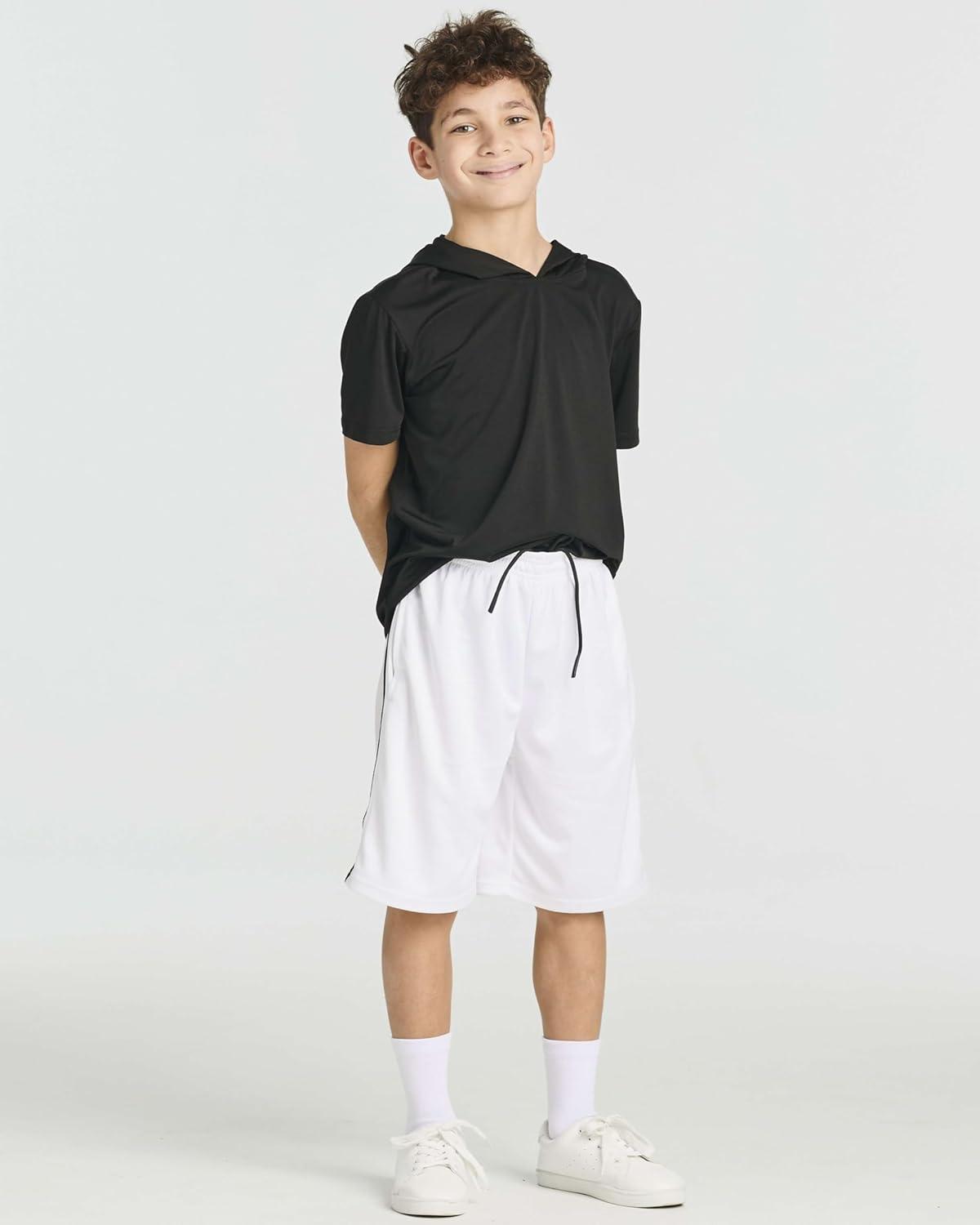 imageReal Essentials 5 Pack Boys Athletic Basketball Sports Shorts Pockets  Quick Dry Youth Teens Kids Gym 418 YearsSet 1