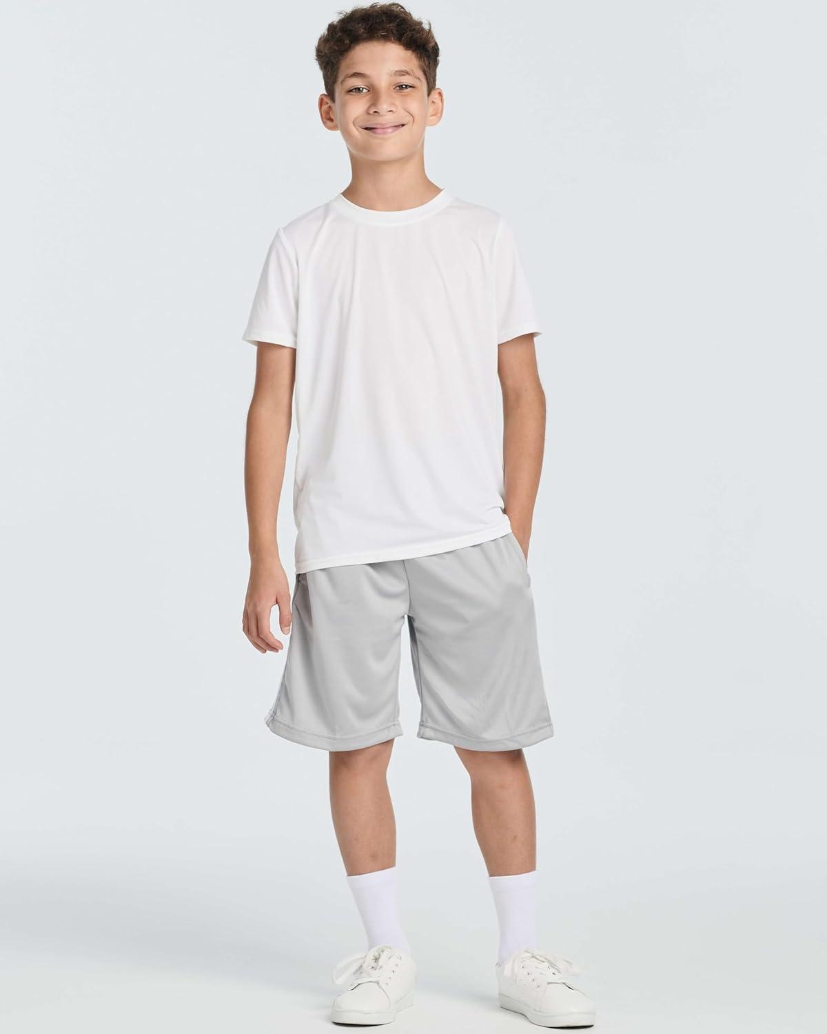 imageReal Essentials 5 Pack Boys Athletic Basketball Sports Shorts Pockets  Quick Dry Youth Teens Kids Gym 418 YearsSet 2