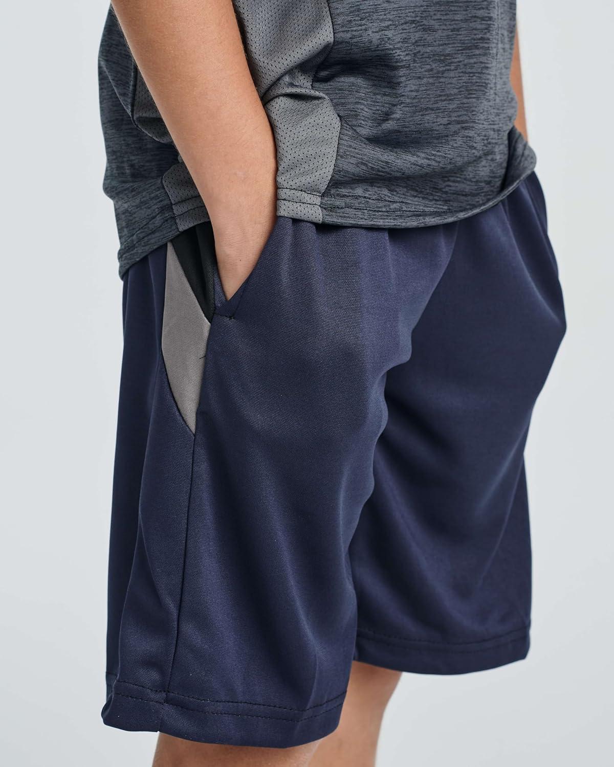 imageReal Essentials 5 Pack Boys Athletic Basketball Sports Shorts Pockets  Quick Dry Youth Teens Kids Gym 418 YearsSet 3