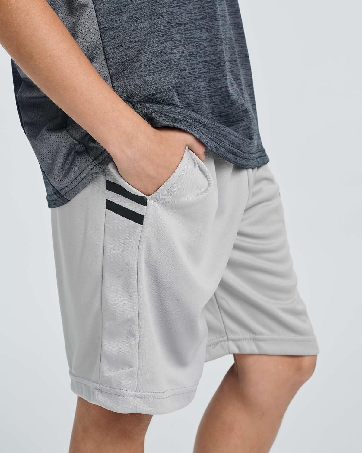 imageReal Essentials 5 Pack Boys Athletic Basketball Sports Shorts Pockets  Quick Dry Youth Teens Kids Gym 418 YearsSet 5