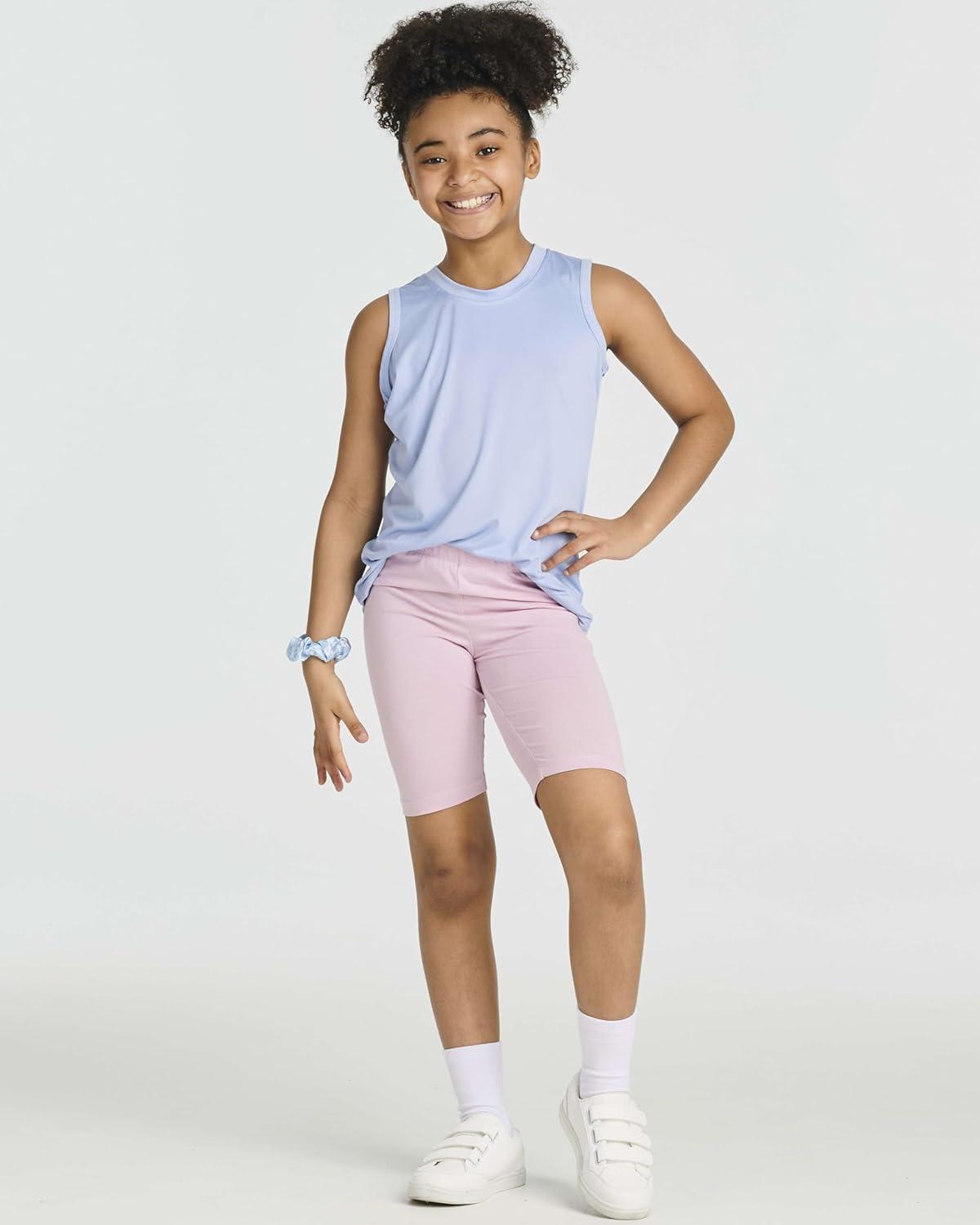 imageReal Essentials 5 Pack Girls Cotton Spandex Biker Short Cartwheel Dance Shorts Athletic Under Dress Gymnastics Ages 418Set 1