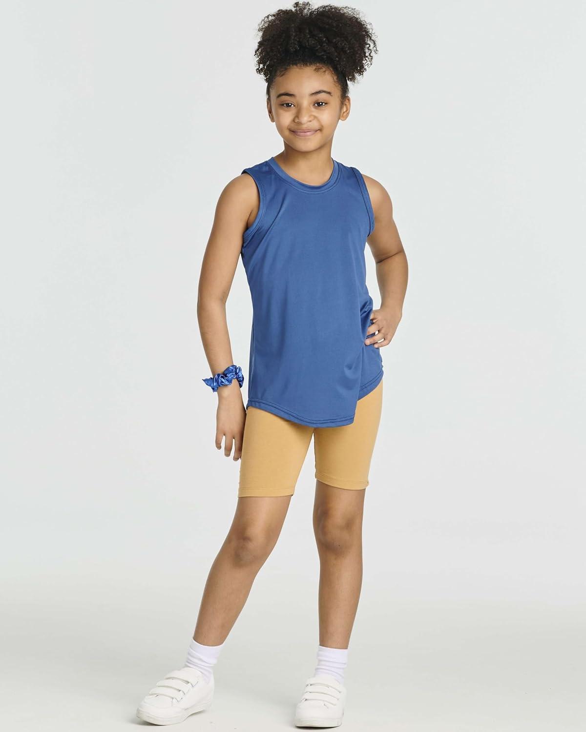 imageReal Essentials 5 Pack Girls Cotton Spandex Biker Short Cartwheel Dance Shorts Athletic Under Dress Gymnastics Ages 418Set 2