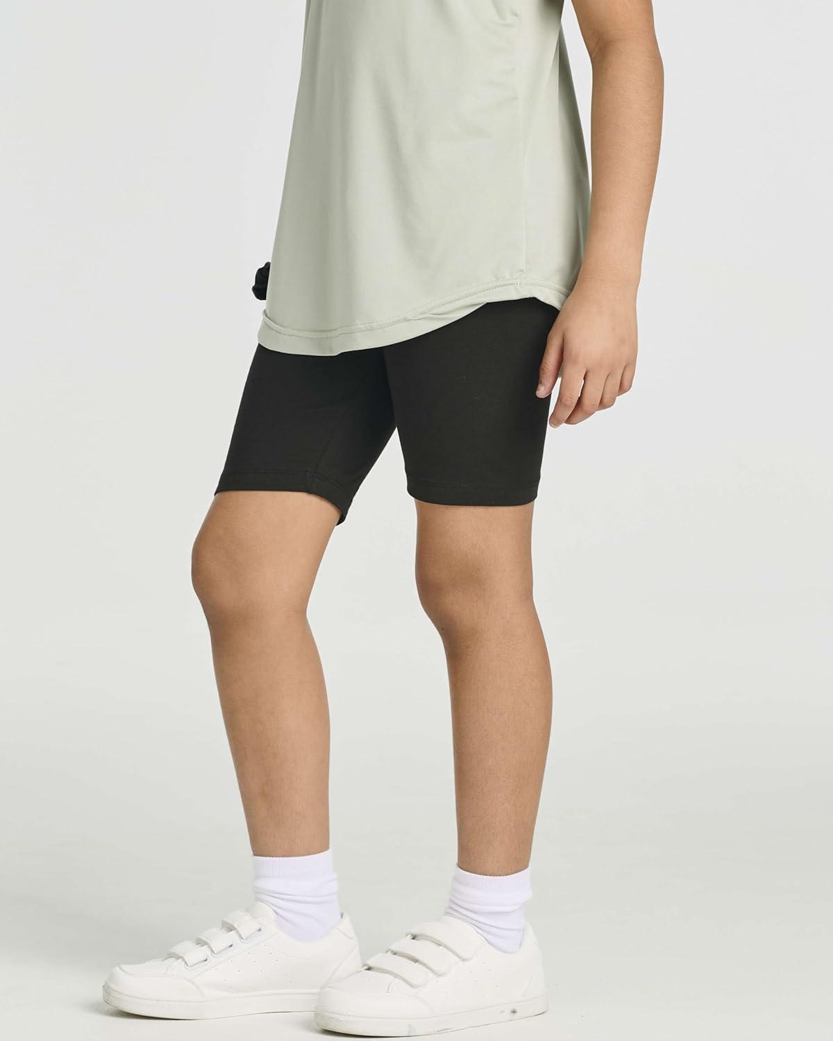 imageReal Essentials 5 Pack Girls Cotton Spandex Biker Short Cartwheel Dance Shorts Athletic Under Dress Gymnastics Ages 418Set 3