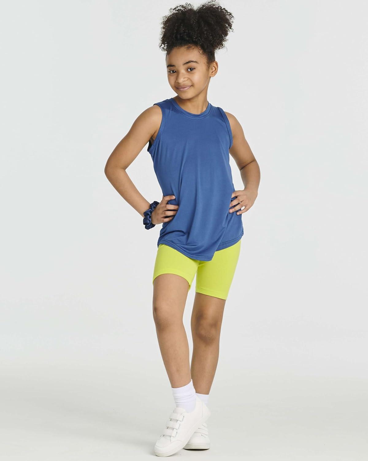 imageReal Essentials 5 Pack Girls Cotton Spandex Biker Short Cartwheel Dance Shorts Athletic Under Dress Gymnastics Ages 418Set 3