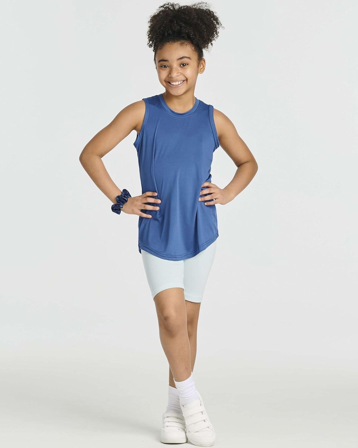 imageReal Essentials 5 Pack Girls Cotton Spandex Biker Short Cartwheel Dance Shorts Athletic Under Dress Gymnastics Ages 418Set 4