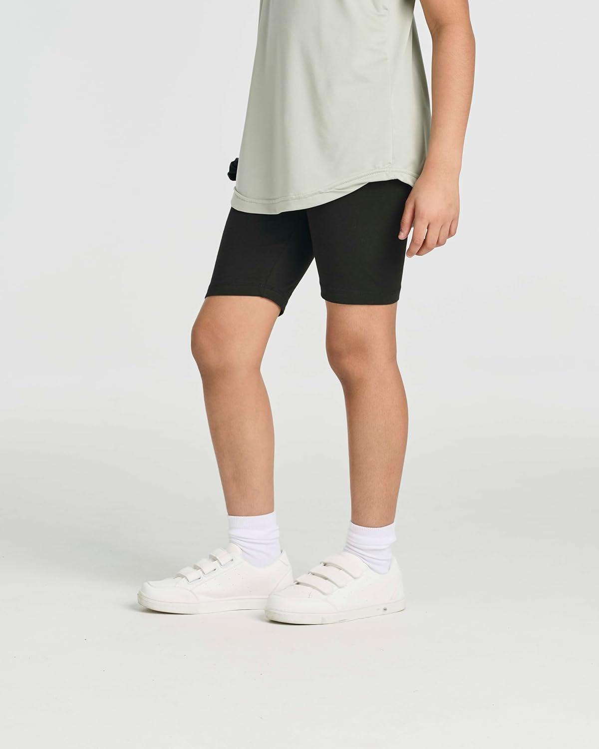 imageReal Essentials 5 Pack Girls Cotton Spandex Biker Short Cartwheel Dance Shorts Athletic Under Dress Gymnastics Ages 418Set 5