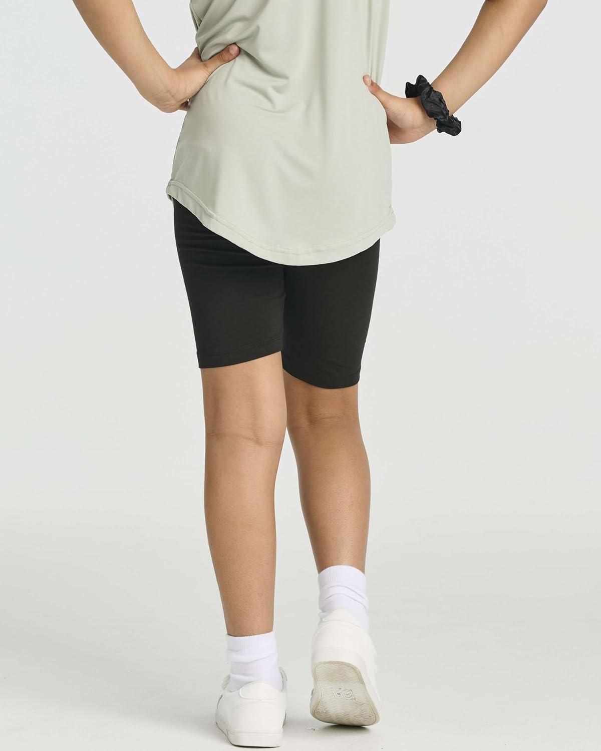 imageReal Essentials 5 Pack Girls Cotton Spandex Biker Short Cartwheel Dance Shorts Athletic Under Dress Gymnastics Ages 418Set 5