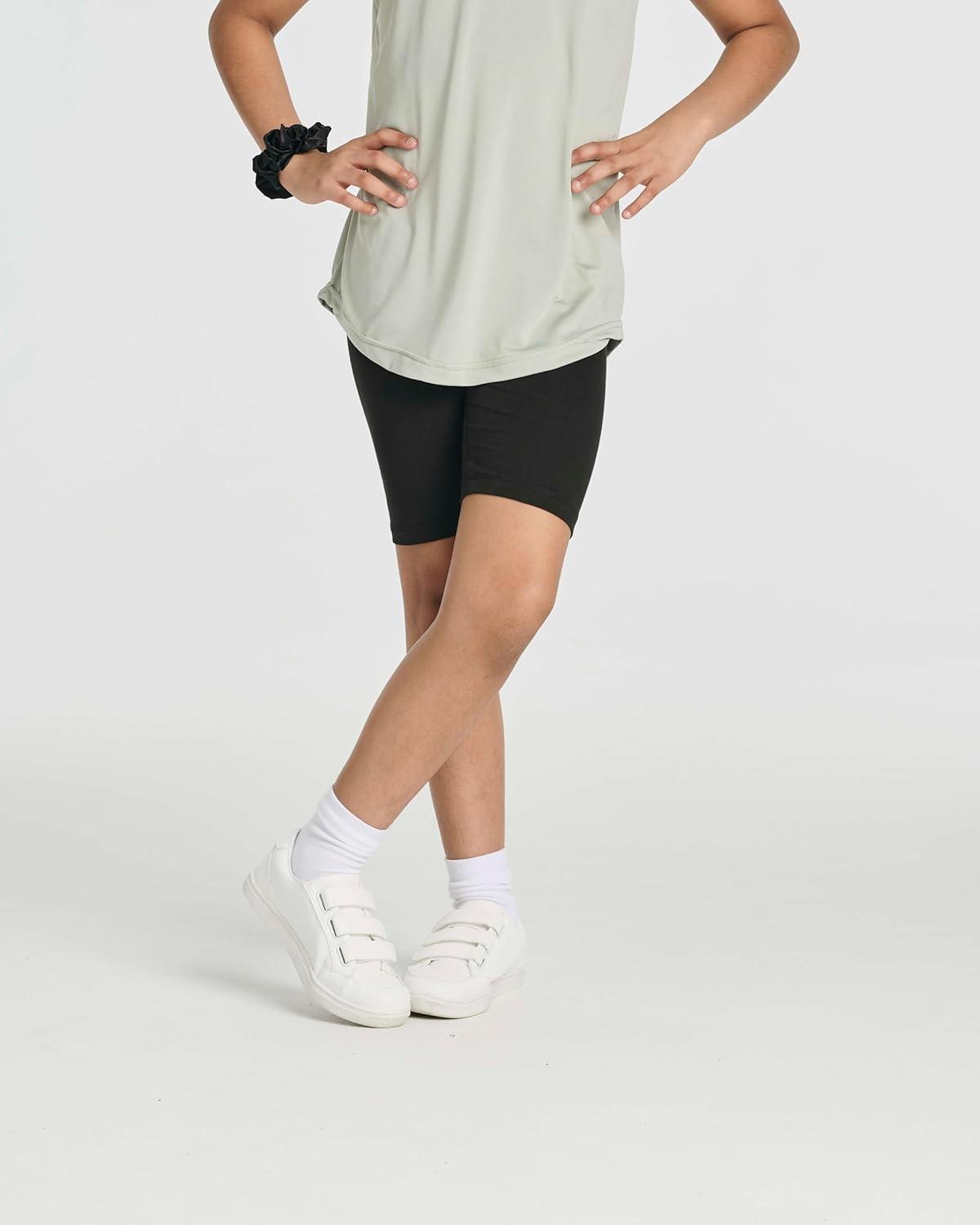 imageReal Essentials 5 Pack Girls Cotton Spandex Biker Short Cartwheel Dance Shorts Athletic Under Dress Gymnastics Ages 418Set 5