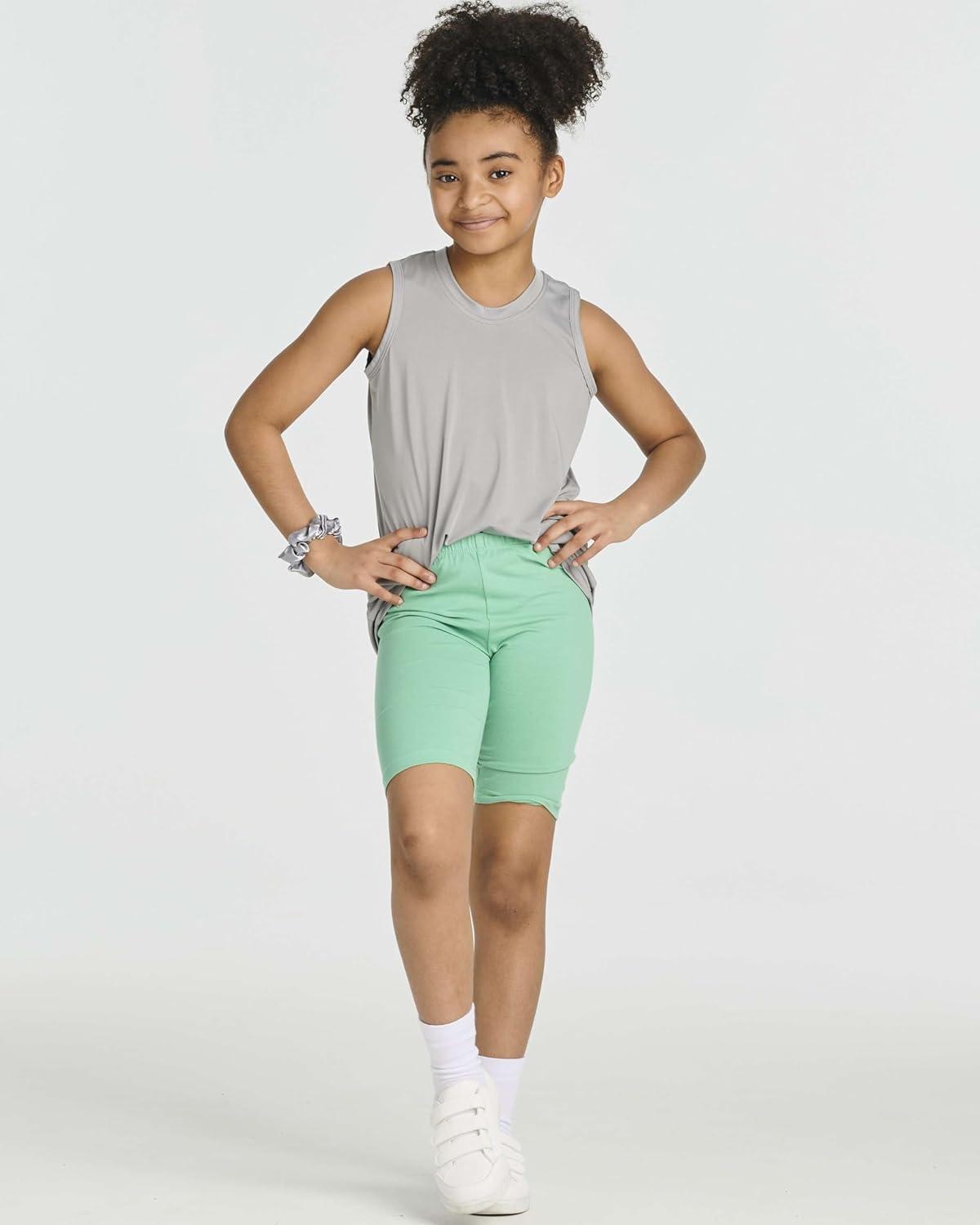 imageReal Essentials 5 Pack Girls Cotton Spandex Biker Short Cartwheel Dance Shorts Athletic Under Dress Gymnastics Ages 418Set 6