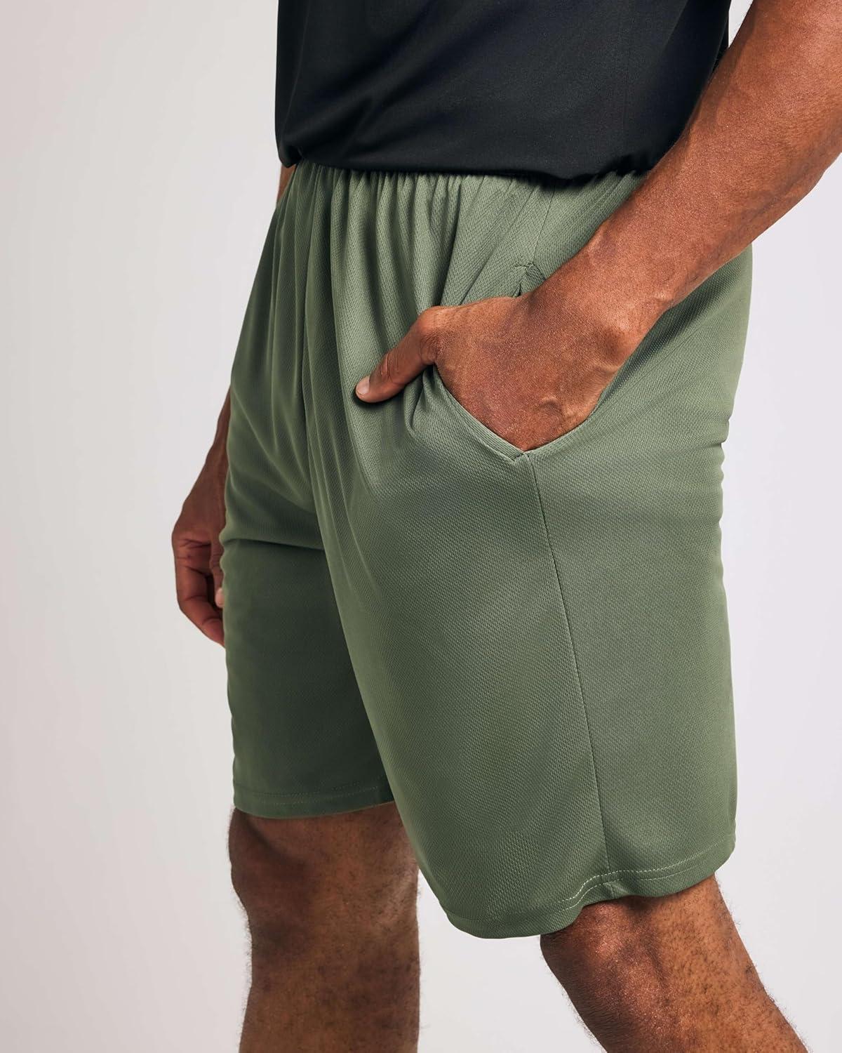 imageReal Essentials 5 Pack Mens 9quot Mesh Shorts  Athletic Gym Workout Basketball Running Casual Lounge Activewear PocketsSet G